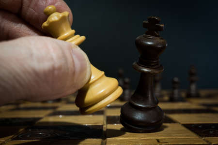 Chess photographed on a chessboardの写真素材