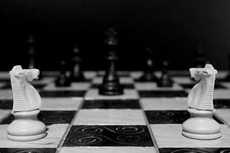 Chess photographed on a chessboardの写真素材