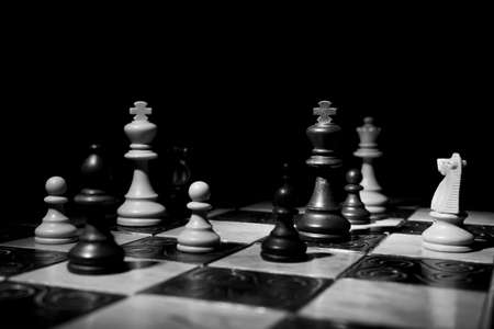 Chess photographed on a chessboardの写真素材