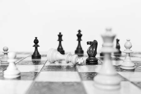 Chess photographed on a chessboardの写真素材