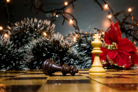 Chess photographed on a chessboardの写真素材