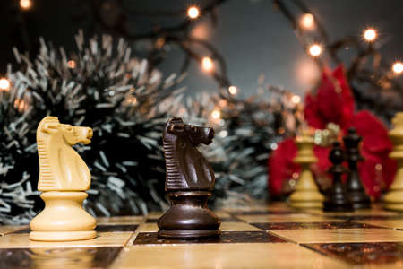 Chess photographed on a chessboardの写真素材