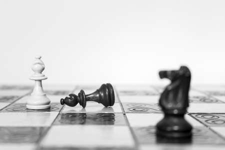 Chess photographed on a chessboardの写真素材