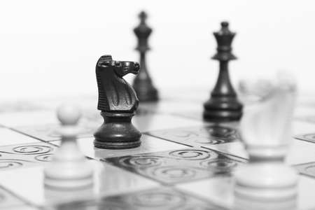 Chess photographed on a chessboardの写真素材