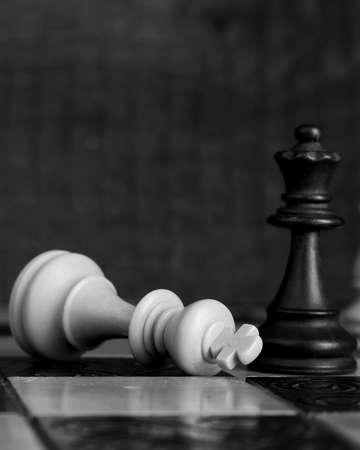 Chess photographed on a chessboard
