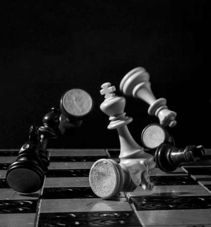 Chess photographed on a chessboardの写真素材