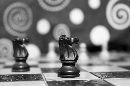 Chess photographed on a chessboardの写真素材