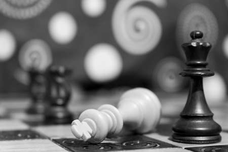 Chess photographed on a chessboardの写真素材