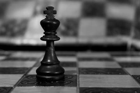 King photographed on a chessboardの写真素材