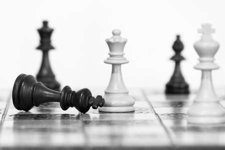 Chess photographed on a chessboardの写真素材