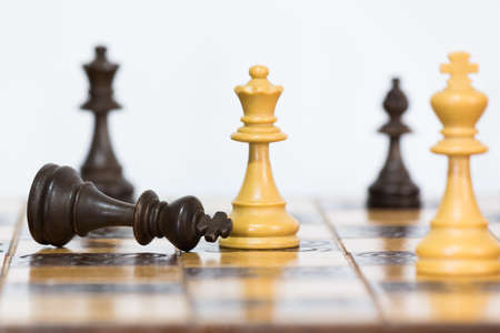 Chess photographed on a chessboardの写真素材