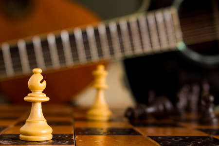 Chess photographed on a chessboard