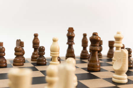 Chess photographed on a chessboard