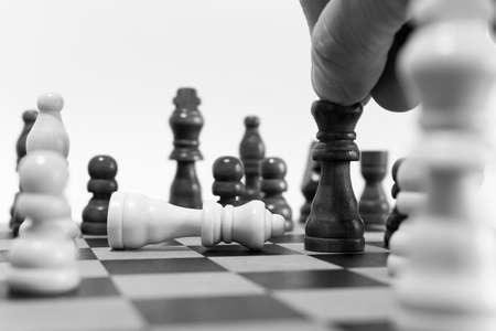 Chess photographed on a chessboardの写真素材