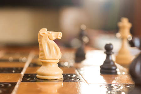 Chess photographed on a chessboardの写真素材