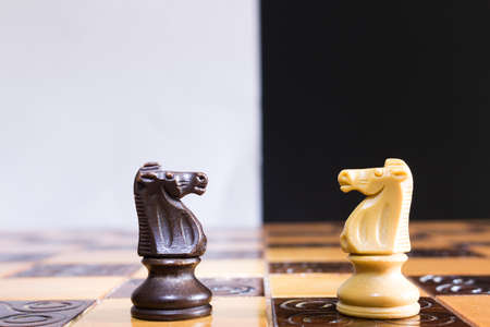 Chess photographed on a chessboardの写真素材