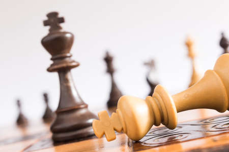 Chess photographed on a chessboardの写真素材