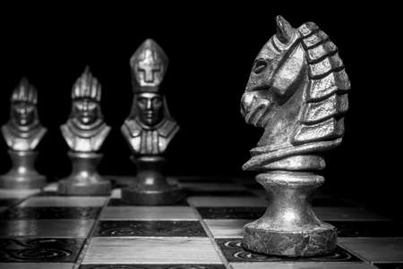 Chess photographed on a chessboardの写真素材