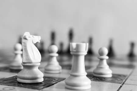 Chess photographed on a chessboardの写真素材