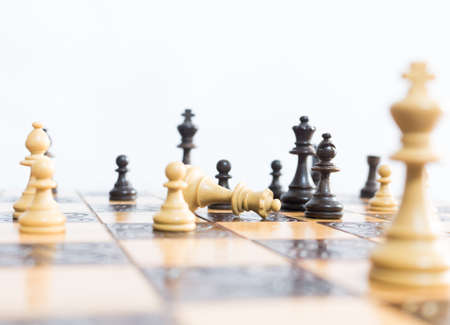 Chess photographed on a chessboardの写真素材
