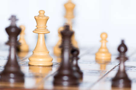 Chess photographed on a chessboardの写真素材