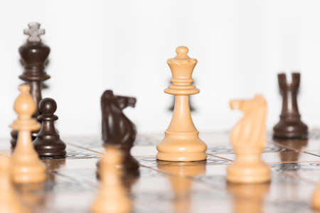 Chess photographed on a chessboardの写真素材