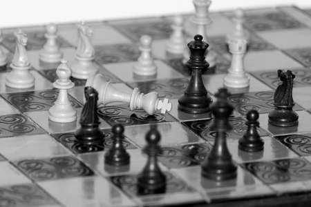 Chess photographed on a chessboardの写真素材
