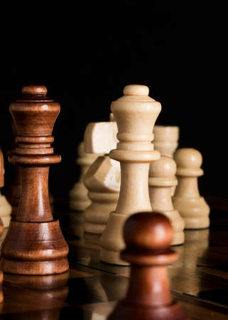 Chess photographed on a chessboardの写真素材