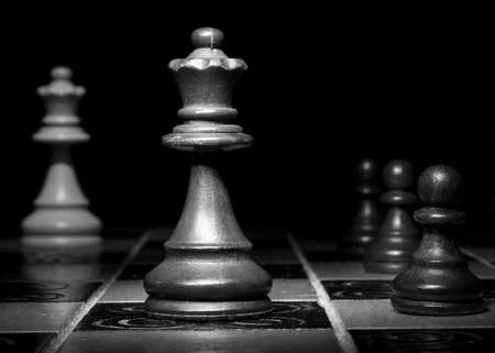 Chess photographed on a chessboardの写真素材
