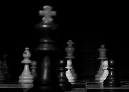 Chess photographed on a chessboard