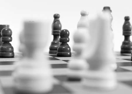 Chess photographed on a chessboardの写真素材