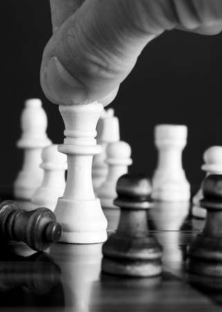 Chess photographed on a chessboardの写真素材