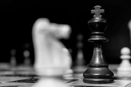 Chess photographed on a chessboardの写真素材