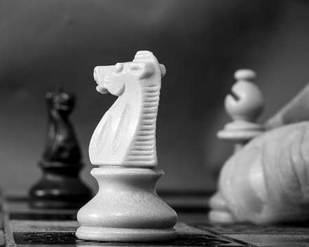 Chess photographed on a chessboardの写真素材