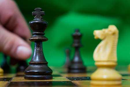 Chess photographed on a chessboardの写真素材