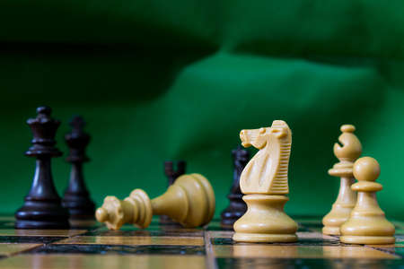 Chess photographed on a chessboardの写真素材