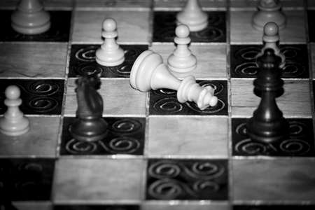 Chess photographed on a chessboardの写真素材