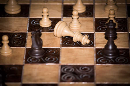 Chess photographed on a chessboardの写真素材