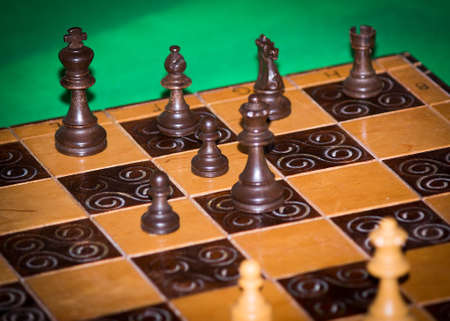 Chess photographed on a chessboardの写真素材