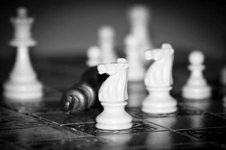 Chess photographed on a chessboardの写真素材