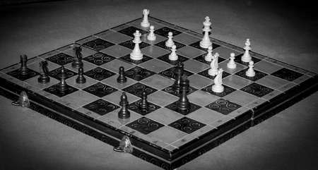 Chess photographed on a chessboardの写真素材