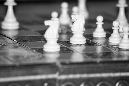 Chess photographed on a chessboardの写真素材