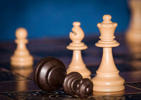 Chess photographed on a chessboardの写真素材