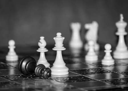 Chess photographed on a chessboardの写真素材
