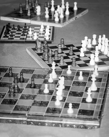 Chess photographed on a chessboardの写真素材