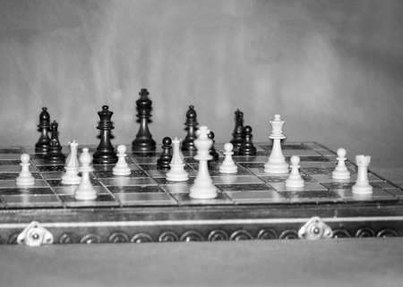 Chess photographed on a chessboardの写真素材