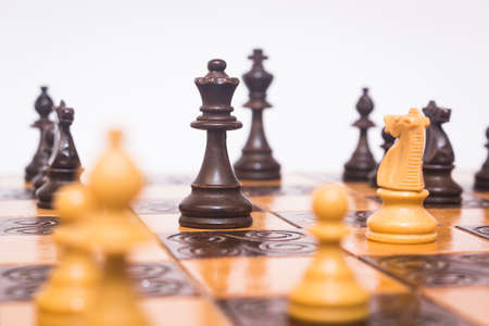 Chess photographed on a chessboardの写真素材
