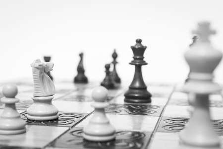 Chess photographed on a chessboardの写真素材