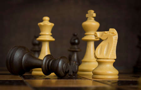 Chess photographed on a chessboardの写真素材