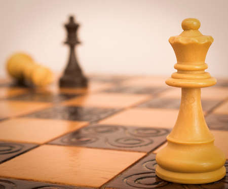 Chess photographed on a chessboardの写真素材